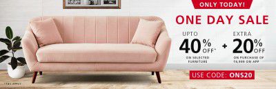One Day Sale upto 40% off + Extra 20% off 