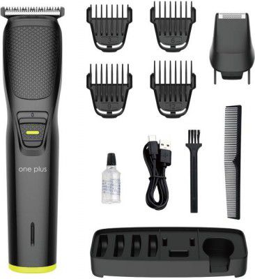 One Plus OP 501 Cordless Professional 7 in 1 Grooming Kit With Hook Hanger Washable Trimmer 120 min Runtime 12 Length Settings  (Black)