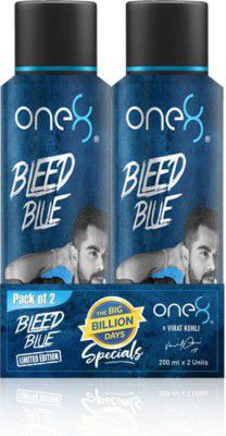 one8 by Virat Kohli Bleed Blue Deo (Pack of 2) Deodorant Spray - For Men  (400 ml, Pack of 2)