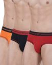 one8 by Virat Kohli Men's Cotton Brief (Pack of 3) (203L1_Brick Red/Black/Orange_Small_Brick Red/Black/Orange_S)...