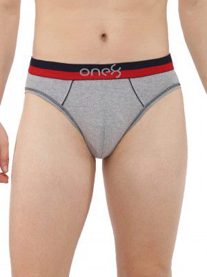 one8 by Virat Kohli Men's Pure Cotton Modern Regular Briefs (Pack of 1) (717_1PC_Grey_L)