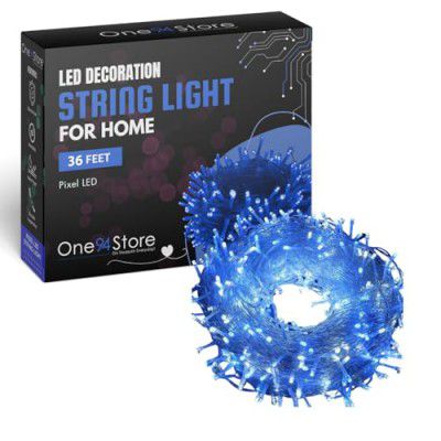 One94Store 36 Ft LED Pixel String Light | 360° Blue LED Bulbs with Flexible Copper Wire for Diwali