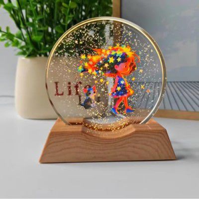 One94Store 3D Acrylic LED Night Light – Warm White & Dream Girl Design with Durable Plastic Base, Decorative Table Lamp