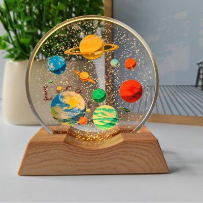 One94Store 3D Acrylic LED Night Light with Planet Design – Warm White Ambient Lighting Decorative Table Lamp 