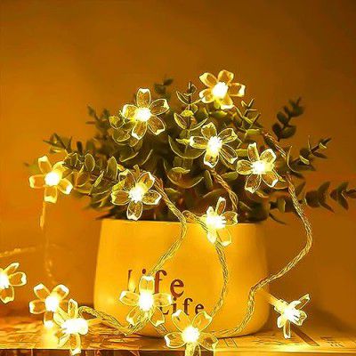 One94Store LED Silicone Flower String Light 14 LED, 3 Meter Length Fairy Decoration Blossom Flower Light for Bedroom Decor, LED Series Light for Indoor, Outdoor Festival Decoration (Warm White)