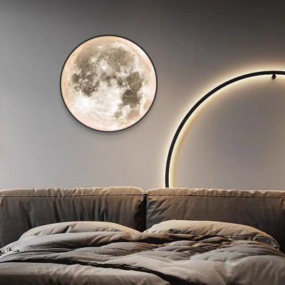 One94Store Metal 3D Moon LED Wall Lamp (400 MM)