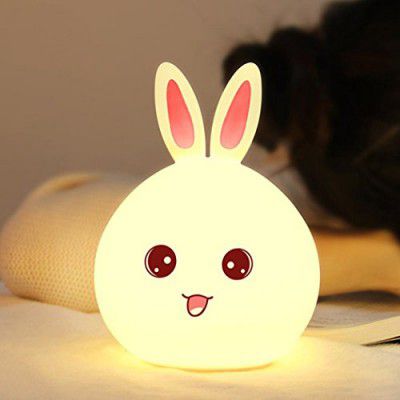 One94Store Silicone Rabbit Night Light | USB Rechargeable Color-Changing LED Lamp with Touch Sensor Control | Kids Bedroom Décor & Gift for Baby