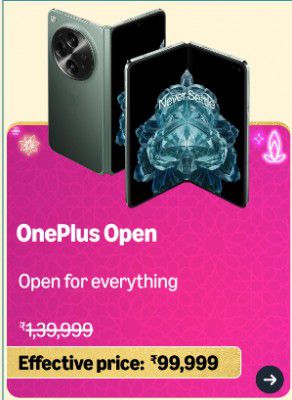 OnePlus Open Price drops to ₹99999 during Big Billion Days	