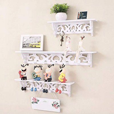 Onlineshoppee Wooden Decorative Floating Wall Shelf White 