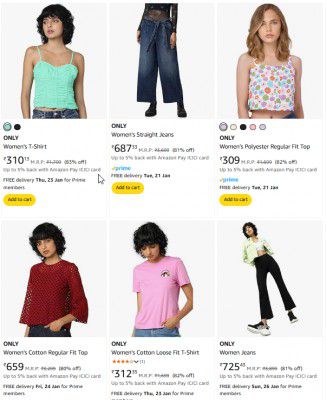 ONLY Women's Clothing Minimum 80% off