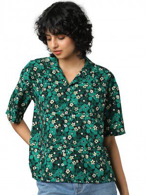 ONLY Women Green Floral Printed Casual Shirt