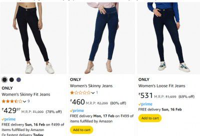 Upto 89% Off On ONLY Womens Jeans
