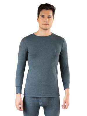ONN Men's Black Melange Crew Neck Full Sleeves Premium Thermal Top-(Size:75)