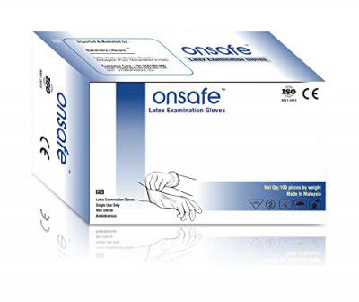 ONSAFE Latex Medical Examination Disposable Powdered Hand Gloves -100 Pieces Each Pack (Large,white) (Medium, Pack of 1)