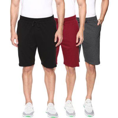 OOBANI Mens Regular Fit Cotton Shorts (Pack of 3)