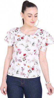Oomph!  Party Butterfly Sleeves Printed Women White Top