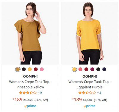 OOMPH! Women's Crepe Tank Top upto 86% off