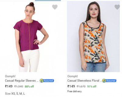 Oomph Womens Tops upto 90% off