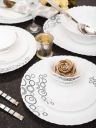 La Opala Diva Classique Collection Opal Glass Crockery | for Family of 6 | Dinner Set 33 pcs Misty Drops...
