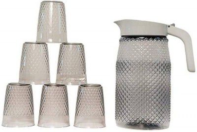 Opce 1.5 L Water Beautiful Jug with 6 Pieces Glasses Set for Juice/Water Serve (1.5 L) Jug Glass Set Jug  (Plastic)