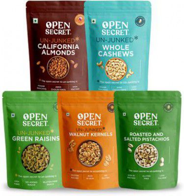 OPEN SECRET Badam Almonds Cashews Kishmish Raisins Akhrot Walnuts Pistachios Dry Fruit Combo Assorted Nuts  (5 x 200 g)