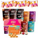 Open Secret Bhaidooj Hamper Cookies, Dry Fruit and Nuts, Chocolates, Lights, Scented Candles, Decoration Kit | 15 Item Gift Combo - Healthy Snacks Gift Set For Brother Sister | Gift Hamper with Chocol...