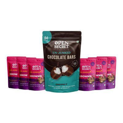 Open Secret Chocolate Almond Brownie, Coconut Chocolate | Valentines Day Gift for Boyfriend,Girlfriend | Zero Refined Sugar No Maida Guilt