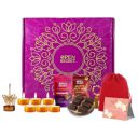 Open Secret Christmas & New Year Gift Hamper | 8 Item Gift Combo - Gift Box with Card, Scented Candles, Chocolate Gift Box, Brownie, Butterfly Stand, Festive Lights, Tandoori Flavored Nuts | Valentine...