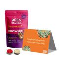 Open Secret Hamper with Chocolate Brownie, Special Card and Tika Set | 4 Item Gift Combo - Healthy Snacks Gift Set| Gift Hamper with sweet treats | Healthy Snacks...