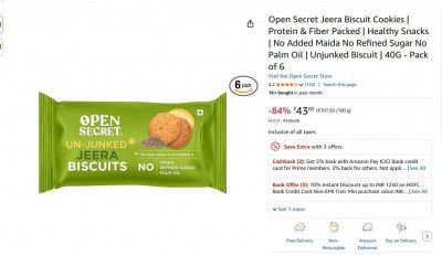 Open Secret Jeera Biscuit Cookies | 40G - Pack of 6