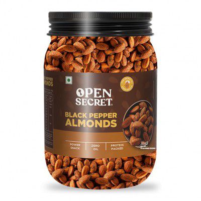 Open Secret Premium Roasted Black Pepper Almonds | 1 kg (Pack of 1)