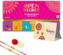 OPEN SECRET Rakhi Gift Hamper | 12 Assorted Cookies, Roli Chawal, 2 Rakhis Cotton, Paper, Plastic Gift Box  (Brown)...