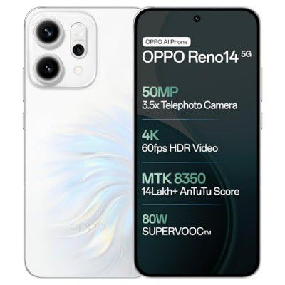 OPPO Reno14 5G (Pearl White, 12GB RAM, 256GB Storage)