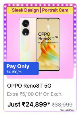 OPPO Reno8T 5G @ ₹17,499 During Big Billion Days Sale