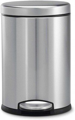 OPR Stainless Steel 5 Litre Plain Pedal Dustbin With Plastic Bucket And Lid