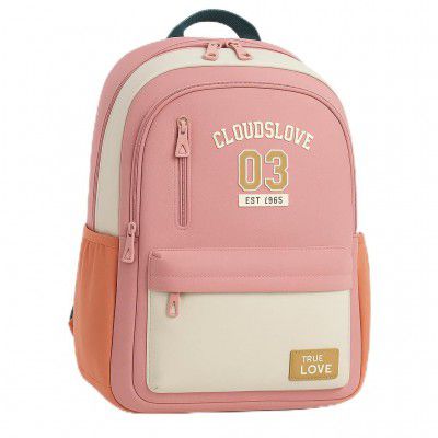 OPTIMA Clouds love Backpack for Girls,Cute, Colourful bags, Water Resistant and Lightweight. (Pink)