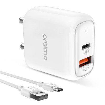 Oraimo 18W USB & Type-C Dual Output Super Fast Charger Wall Adapter PE2.0&Quick Charge 3.0 & Power Delivery