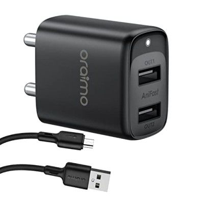 Oraimo Firefly 3 Mobile Charger, Dual USB Port 5V/2.4A Wall Charger, USB Wall Charger Adapter,Charging 2 Devices, Compatible 