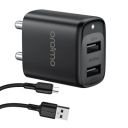 Oraimo Firefly 3 Mobile Charger, Dual USB Port 5V/2.4A Wall Charger, USB Wall Charger Adapter,Charging 2 Devices, Compatible ...