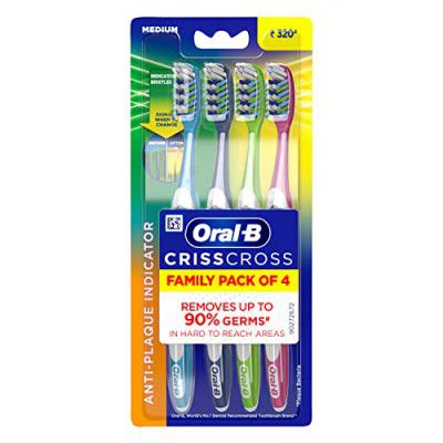 Oral-B Criss Cross - Family Pack Of 4 Toothbrushes Medium