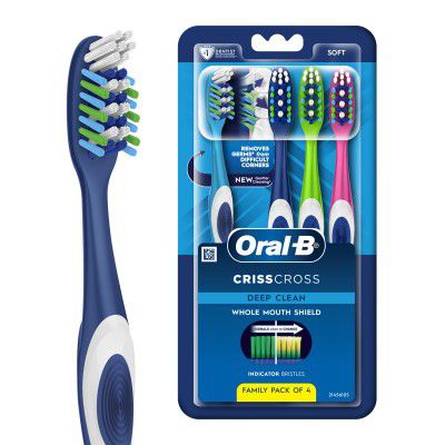 Oral-B Crisscross Deep Clean Soft Bristle Manual Toothbrush For Adults, Multicolour Toothbrush Set