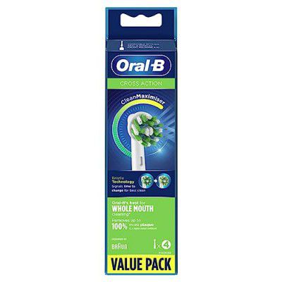 Oral B Cross Action Toothbrush Heads Pack Of 4 Replacement Refills For Electric Rechargeable