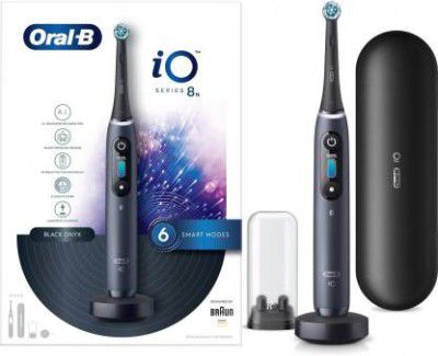 Oral-B iO8 Ultimate Clean with a Travel Case iO8 Ultimate Smart,6 Brush Modes, AI Personalization, Pressure sensor Electric Toothbrush  (Black)