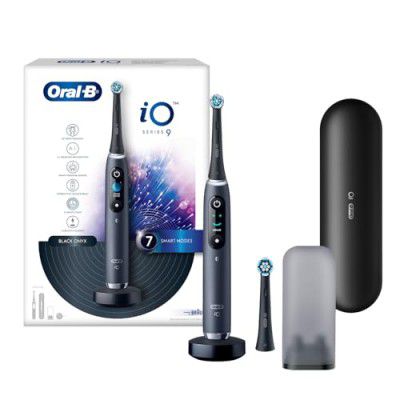 Oral B iO9 Ultimate Electric Toothbrush, 7 Smart Modes, Pressure Sensor, Interactive Display & AI Personalization, 3hr Quick Charge, 2 Year Warranty by Oral-B, IPX7, Travel case & refill holder