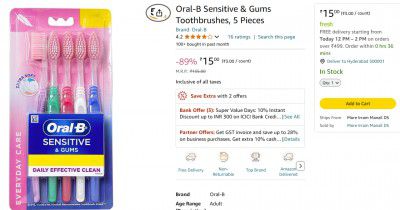 Oral-B Sensitive & Gums Toothbrushes, 5 Pieces