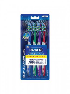 Oral - B Set of 4 Criss Cross Gum Care Soft Manual Toothbrush - Multicolored