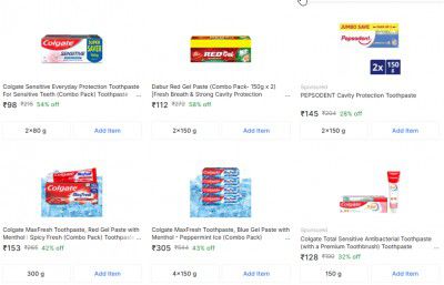Flipkart Grocery : Oral Care product Upto 65% Off