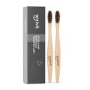 Oralvit Bamboo Charcoal Toothbrush 100% Natural | Anti-bacterial & Biodegradable | Eco-Friendly | For Adults & Kids | BPA Free (Pack Of 2)...