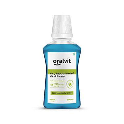 Oralvit Oral Rinse Dry Mouthwash | Prevents Bad Breath | Alcohol-Free, No Burning Sensation, No Artificial Flavour 300ml - Mint Flavour