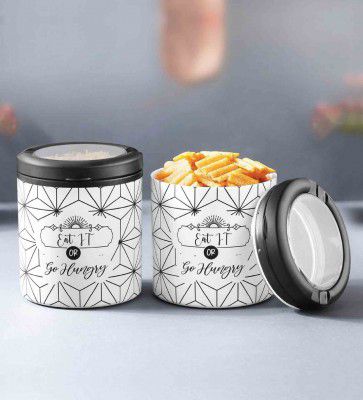 Trueware Orchid 750Ml Black Plastic (Set of 2) Airtight Container